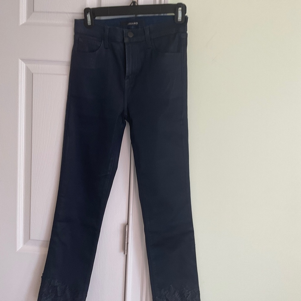 J Brand Electric Blue Lace Leather Jeans